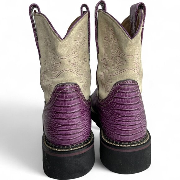 Ariat Leather Purple Ivory Fatbaby Western Cowgirl Cowboy Boots Women's 7.5 B - Picture 8 of 12